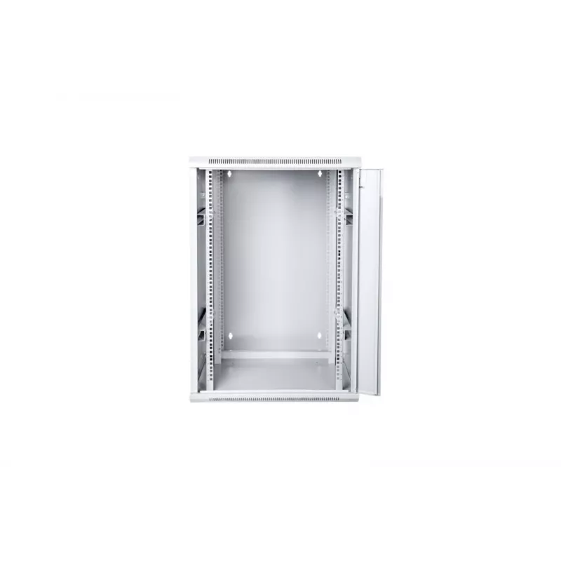 Armário de rede de parede 19 15U 600x600, porta de vidro, cinzento, design dividido, montado, 60kg