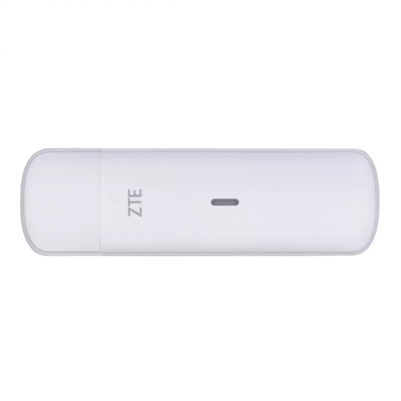Modem USB móvel ZTE MF833N, formato USB portátil, 4G LTE-FDD/TDD até 150 Mbit/s, suporte HSUPA/2G, slot microSD, branco