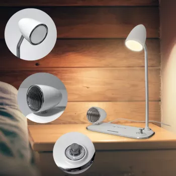 Carregador de secretária sem fios Tellur TLL151371 com altifalante Bluetooth e candeeiro de secretária