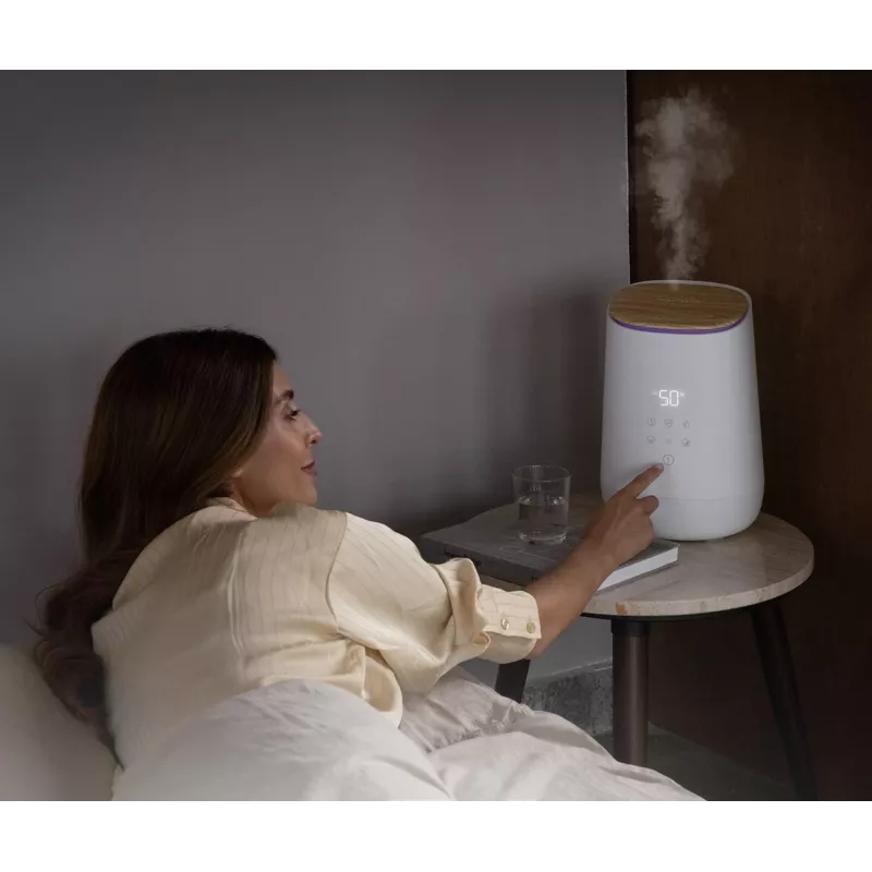 Humidificador ultrassónico Medisana AH 680, 2,6 L, branco, madeira, 24 W