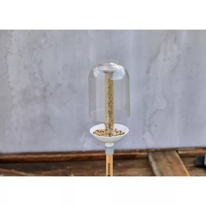 Comedouro para pássaros Gardena ClickUp! transparente branco acrílico
