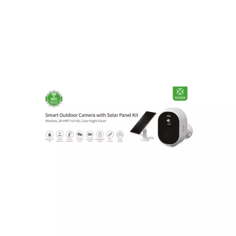 WOOX R4253-W Câmara exterior inteligente, Wi-Fi 2,4 GHz, 2K, F2.0 1/2,8 4 Megapixel, H92°/ V66° / D128°
