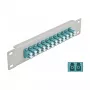 Patch panel de fibra ótica DeLOCK 10 polegadas 12 portas LC duplex aqua 1U cinzento