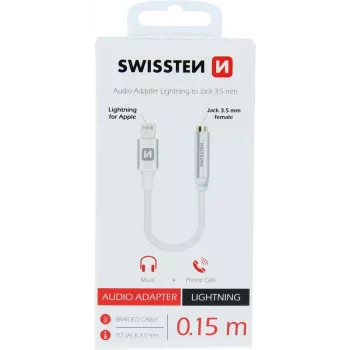 Adaptador de áudio SWISSTEN Lightning para 3,5 mm SW-LIGHT-3.5MM-W, cabo 15 cm