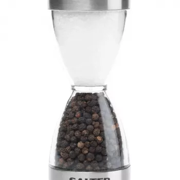 Moinho de sal e pimenta mecânico Salter 7611 BKXRUP1 2-em-1 moagens ajustáveis aço inoxidável