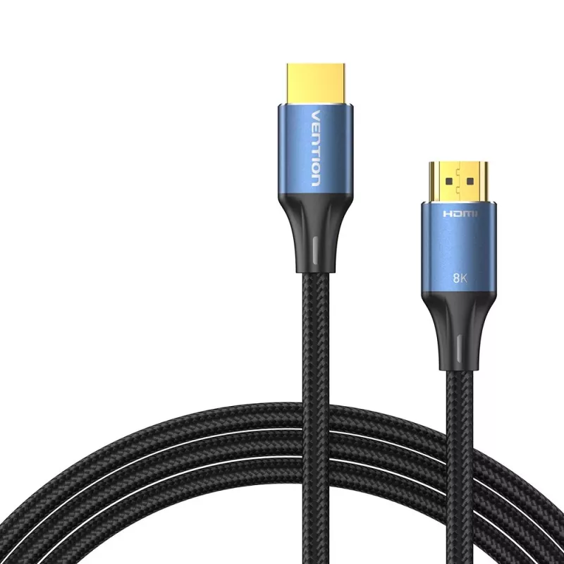 Cabo HDMI-A macho para macho HD de algodão entrançado Vention 8K 5M azul liga de alumínio Type