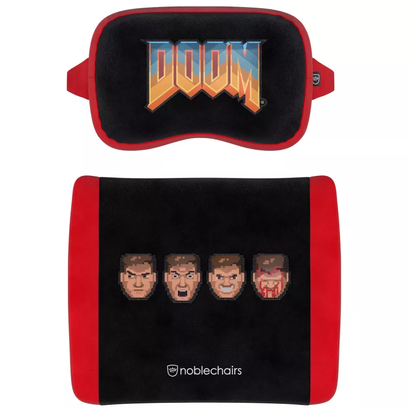 Conjunto de almofadas de espuma viscoelástica noblechairs DOOM Retro Edition — almofadas ergonómicas para cadeiras gaming e de escritório
