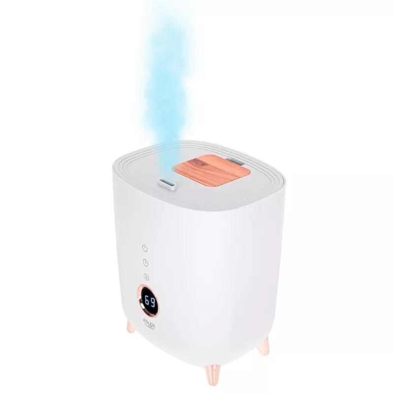 Humidificador ultrassónico Adler AD 7972 — depósito de 4 L, 300 ml/h, até 35 m², 23 W, branco