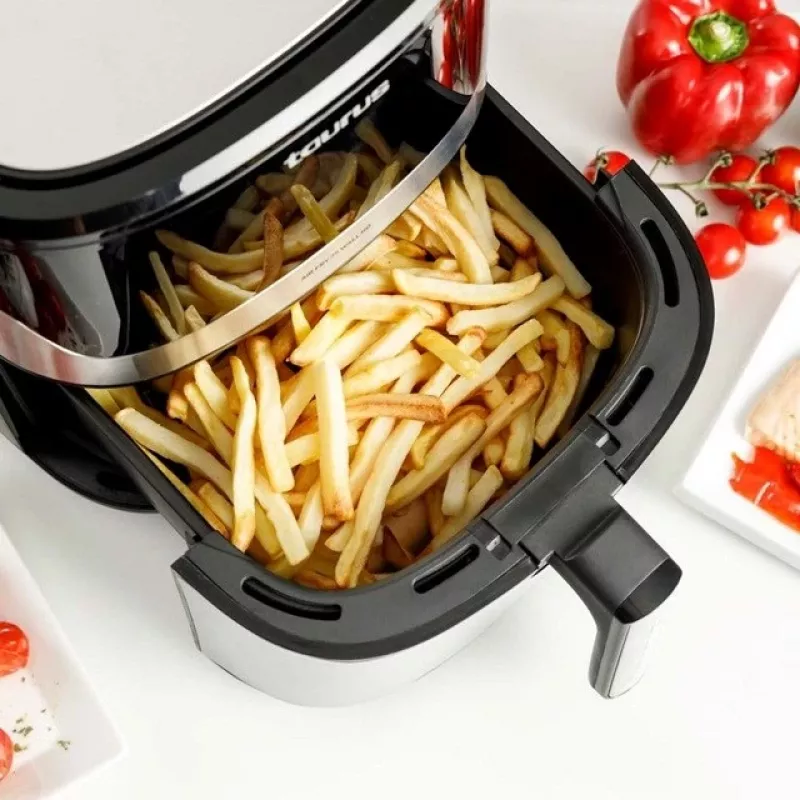 Fritadeira de ar quente Taurus Air Fry 7S 1600W 6,5L, aço inoxidável, 8 programas, 80–200°C, controlo tátil