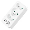 Power Splitter MACLEAN MCE248 F/W — 3 tomadas AC (1×16A, 2×6A) + 4×USB (2×A, 2×C PD 20W), ficha EU, branco