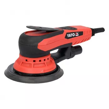 Lixadeira excêntrica YATO YT-82206 — 350 W, disco de 150 mm, excentricidade de 5 mm, 4.000–10.000 rpm, cabo de 3 m