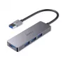 Hub USB Aukey CB-H36 — 4 portas USB 3.2 Gen 1 Type-A, host USB 2.0, 5000 Mbit/s, alumínio prateado