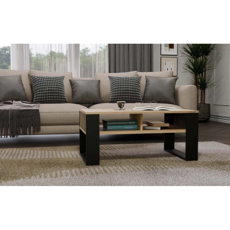Mesa de centro top e shop STOLIK KAWOWY ŁAWA MODERN 2P fina carvalho Artisan ripas pretas