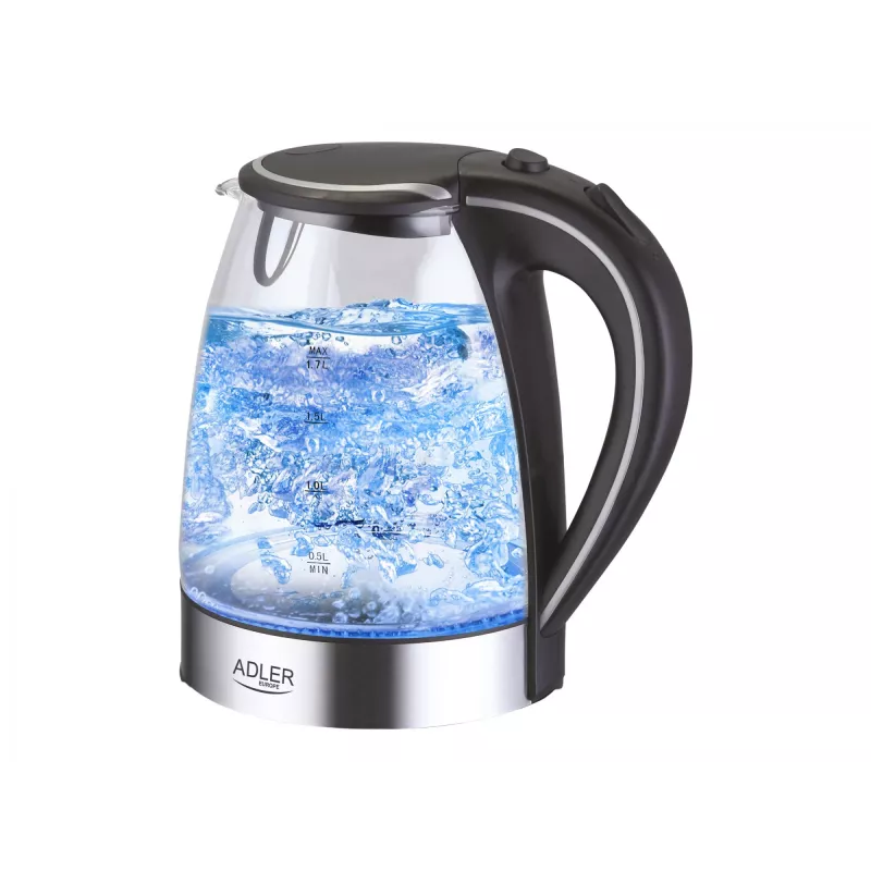 Chaleira elétrica Adler AD 1225 1,7 L preto, aço inoxidável, transparente 2200 W