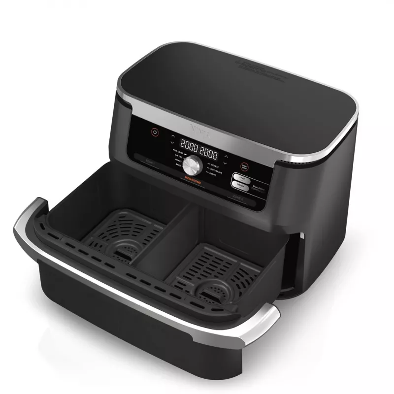 Fritadeira de ar quente dupla de 10,4 L Ninja AF500EU, autónoma, 2470 W, preto, aço inoxidável