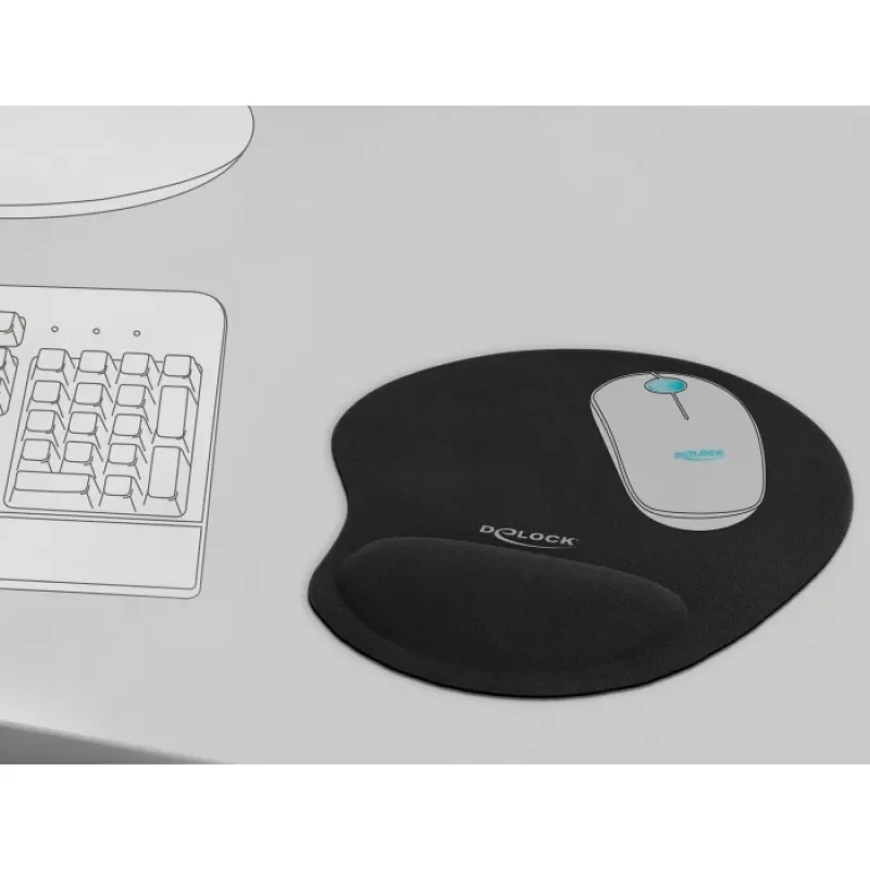 Tapete de rato DeLOCK tapete de rato ergonómico com apoio de gel para o pulso
