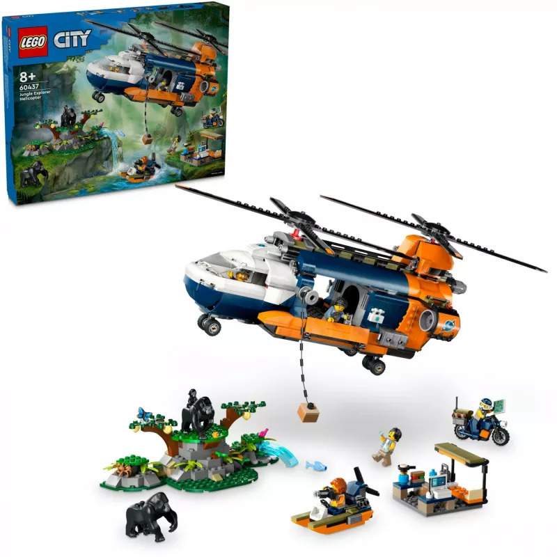 LEGO City 60437 Helicóptero de Exploração da Selva no Acampamento Base