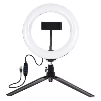 Suporte de tripé Puluz com anel LED de 20 cm Vlogging PKT3073B