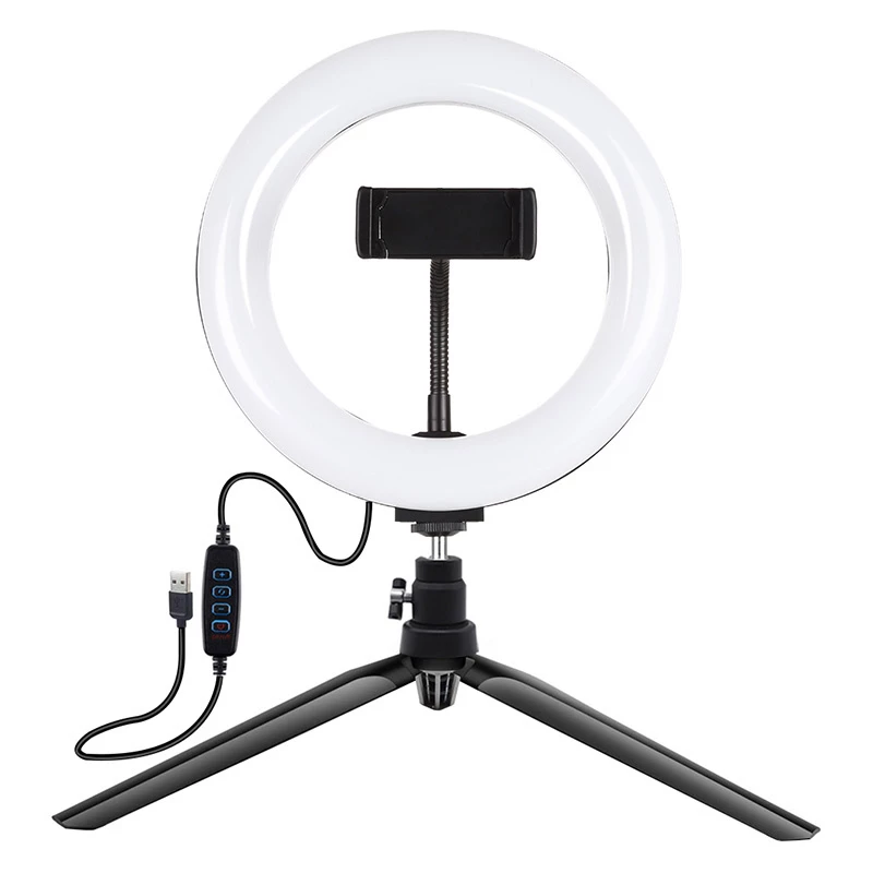 Suporte de tripé Puluz com anel LED de 20 cm Vlogging PKT3073B