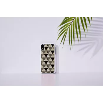 Capa para smartphone iKins para iPhone XR — padrão de pirâmides, branca