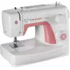 Singer Simple 3210 máquina de costura automática, eletromecânica, 10 pontos, casa de botão em 4 passos, braço livre, 85 W, branca/rosa