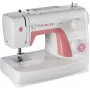 Singer Simple 3210 máquina de costura automática, eletromecânica, 10 pontos, casa de botão em 4 passos, braço livre, 85 W, branca/rosa
