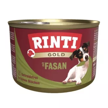 Comida húmida RINTI Gold faisão Adult 185 g — alimento completo, 79 % de humidade, 11 % de proteína, 6,5 % de gordura