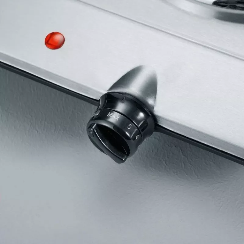Placa de cozinha de mesa Severin DK 1014 com placa fechada 2 zonas controlo por botão rotativo