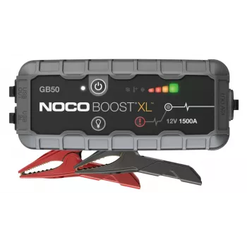 Arrancador auxiliar NOCO GB50 1500 A iões de lítio, 35 Wh, IP65, gasolina até 7 L / diesel até 4,5 L, lanterna integrada, USB 5V/2,1A
