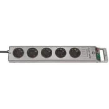 Brennenstuhl 1153340115 Régua de tomadas Super-Solid Line 5 tomadas 2,5 m H05VV-F 3G1,5, prateado (1153340115)