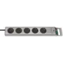 Brennenstuhl 1153340115 Régua de tomadas Super-Solid Line 5 tomadas 2,5 m H05VV-F 3G1,5, prateado (1153340115)