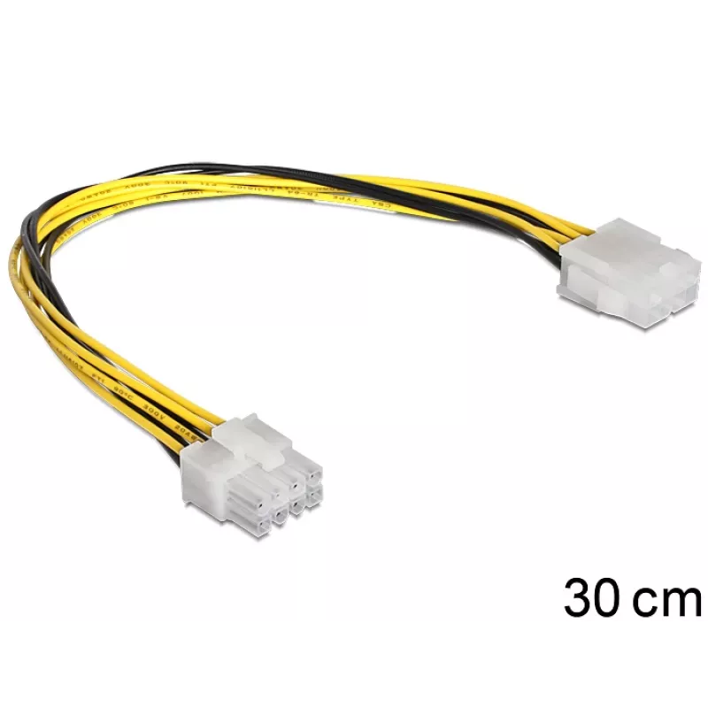 DeLOCK - cabo de extensão de alimentação - alimentação interna, 8 pinos (M) - alimentação interna, 8 pinos (F) - 30 cm (83342)