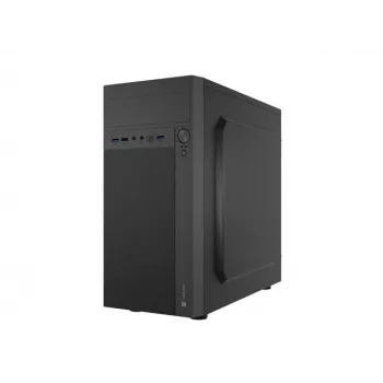 Caixa de PC NATEC Helix Mini Tower preto — microATX/Mini-ITX, 3×3,5 polegadas + 5×2,5 polegadas, GPU 33 cm, ligações USB-C/USB-A