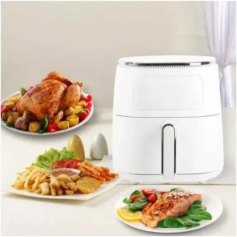 Fritadeira de ar quente Elle EKAFP501WHEU 5 L, branca — aparelho de bancada compacto para fritar sem óleo