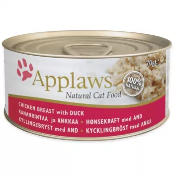APPLAWS Alimento Natural para Gatos Peito de Frango com Pato - Alimento húmido para gatos - 70 g