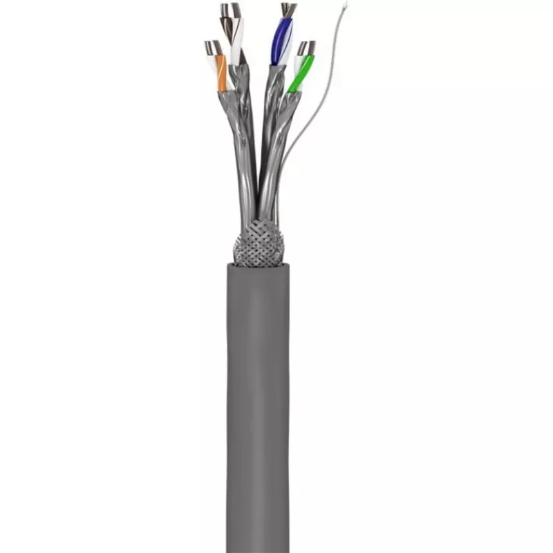 Cabo de rede Wentronic Goobay CAT 6, S/FTP (PiMF), cinzento, 305 m – mistura de cobre CCA, AWG 23/1 (sólido), PVC (95696)