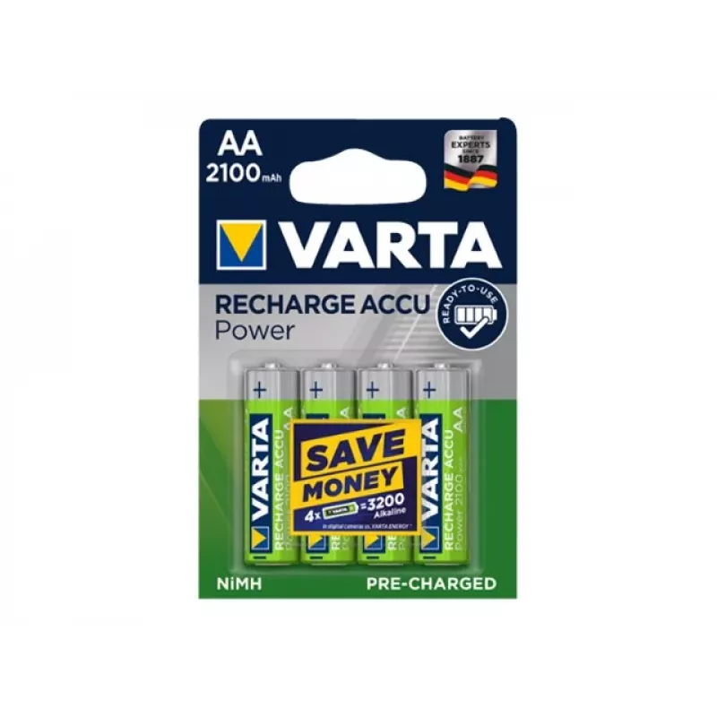 VARTA HR6 AA Recharge Accu Power 2100 mAh 56706 pilhas recarregáveis 4 unidades verde, amarelo
