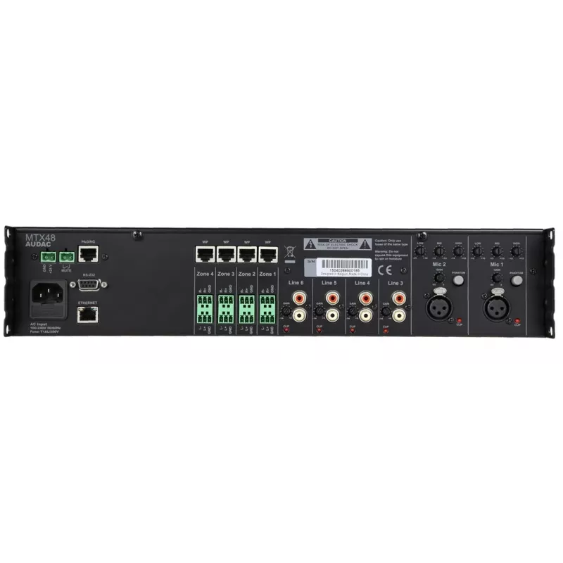 Amplificador de áudio AUDAC MTX48 uso doméstico preto 80 dB SNR 20-20000 Hz