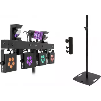 Conjunto de iluminação LED EUROLITE KLS Scan Pro Next Compact com suporte de coluna preto BPS-3