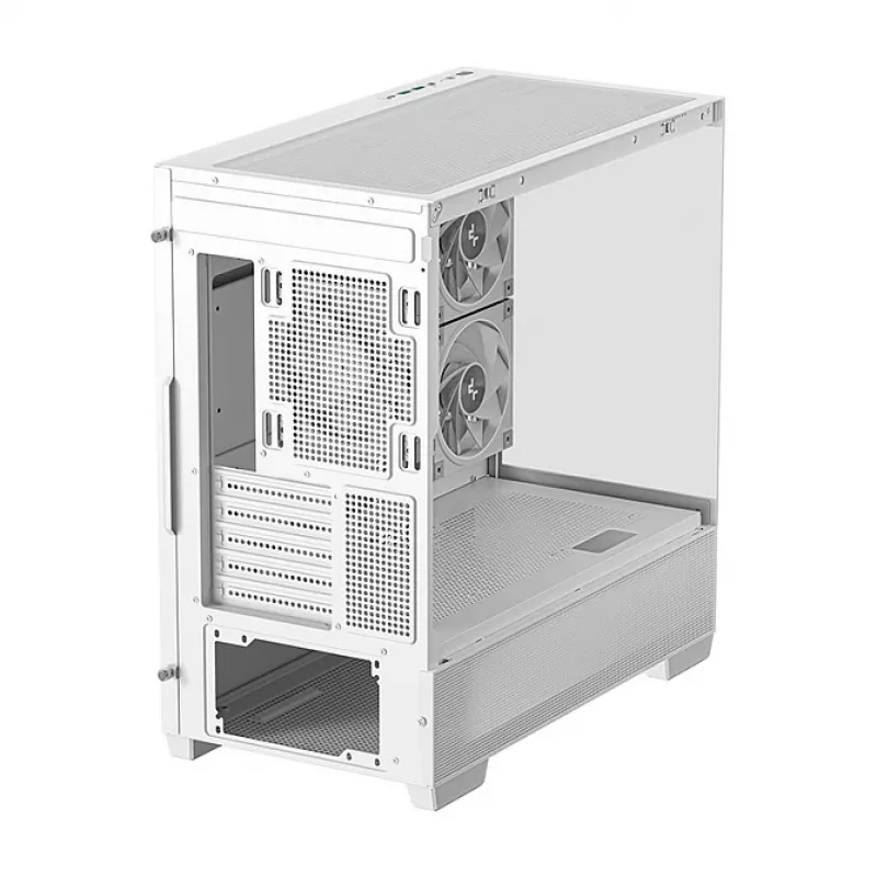 Caixa PC Midi Tower DeepCool CG380 3F WH — branco, 235×437×451 mm, suporta 2,5 polegadas/3,5 polegadas, fonte de alimentação em baixo, 3x ventoinhas 120 mm pré-instaladas