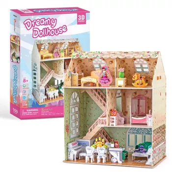 Kit de montagem de casa de bonecas CubicFun P645H — montagem 3D em papel/cartão, Dreamy