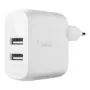 Belkin BOOST CHARGE - Fonte de alimentação - 24 Watt - QC 3.0 - 2 portas de saída (USB) - branco (WCB002VFWH)