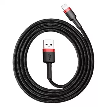 Cabo USB-A para Lightning Baseus Cafule 2.4A QC 3.0, 1 m — preto/vermelho