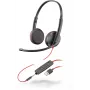 HP Poly Blackwire C3225 auscultadores com microfone com fios, supra-auriculares, binaurais, USB-A + ficha de 3,5 mm, isolamento de ruído, pretos