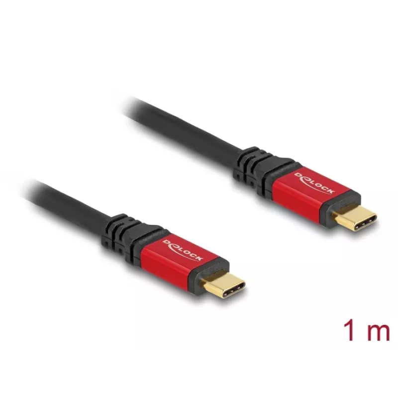 DeLOCK Cabo USB Type-C Macho para Macho 10 Gbps PD 3.0 100 W 1 m Vermelho Metal
