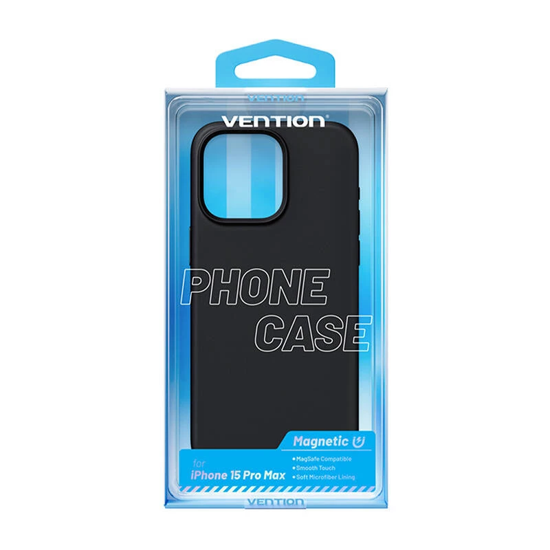 Capa protetora de silicone Vention KUFB0-40 para iPhone 15 Pro Max — capa preta com toque suave