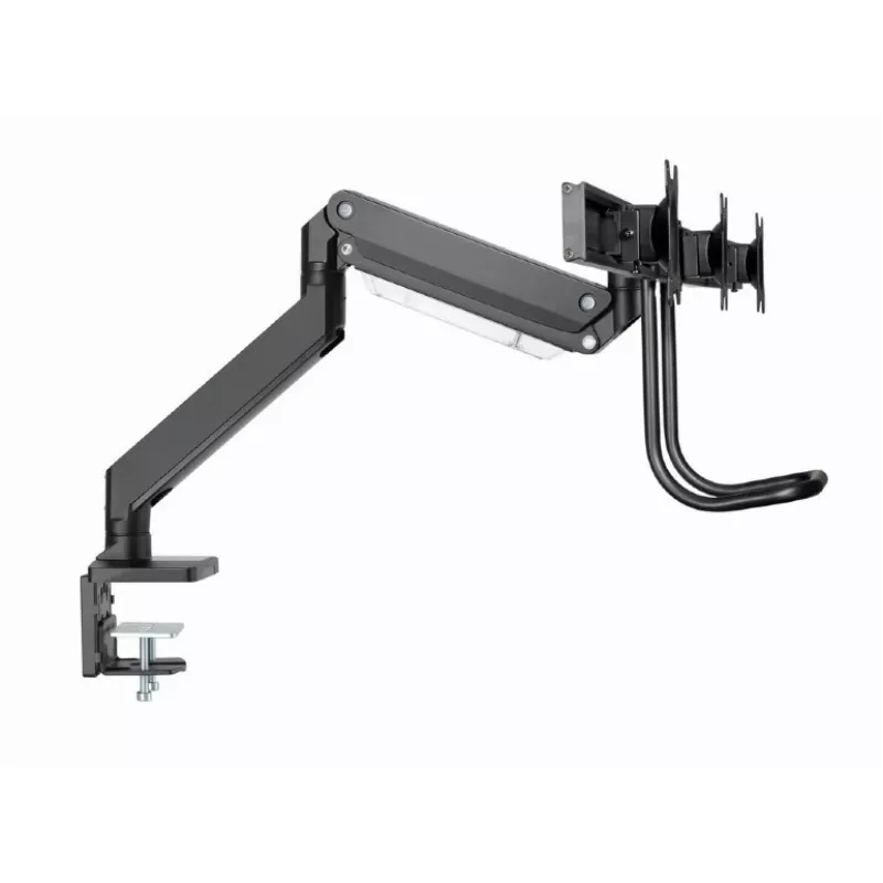 Suporte de monitor de secretária GEMBIRD MA-DA3-03, 3 braços, mola a gás, VESA 75–100x100, suporta 3 ecrãs até 27 polegadas, máx. 18 kg, preto