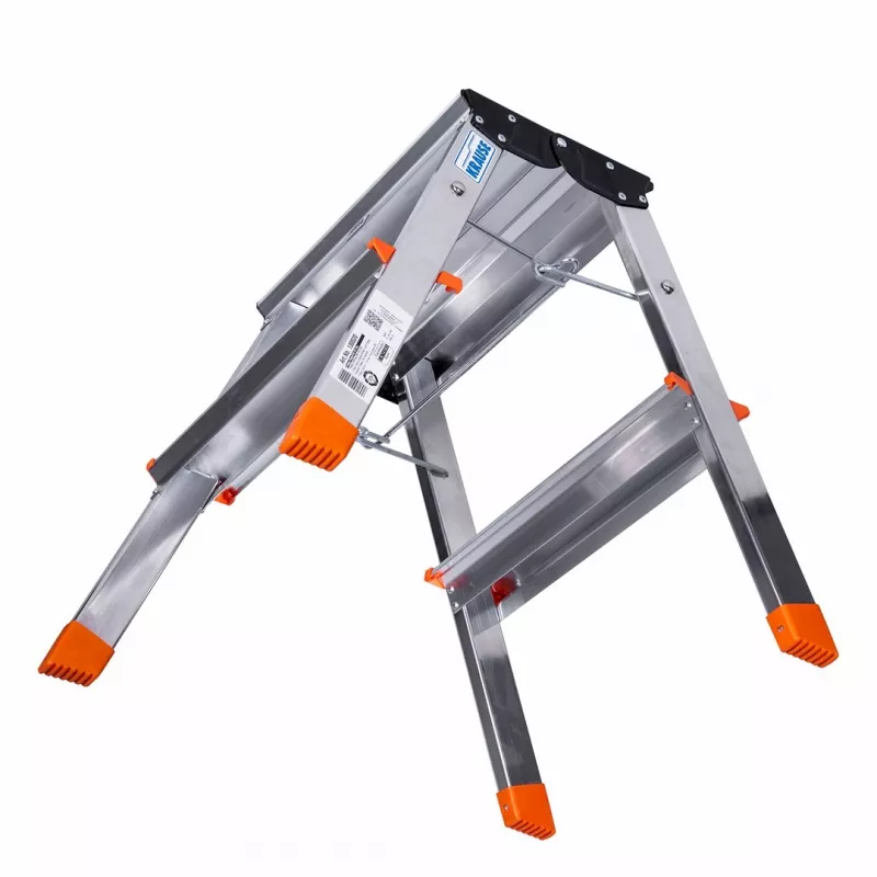 Krause Treppy 130020 escada dobrável de dois lados, 2x2 degraus, prateada