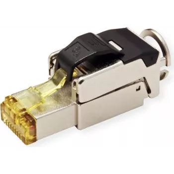 Ficha RJ-45 ROLINE para montagem no local Cat.6A (Class EA), STP, cor prateada