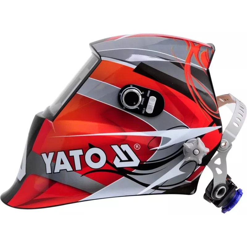 Yato YT-73921 máscara de soldar com escurecimento automático, preto/vermelho/prateado